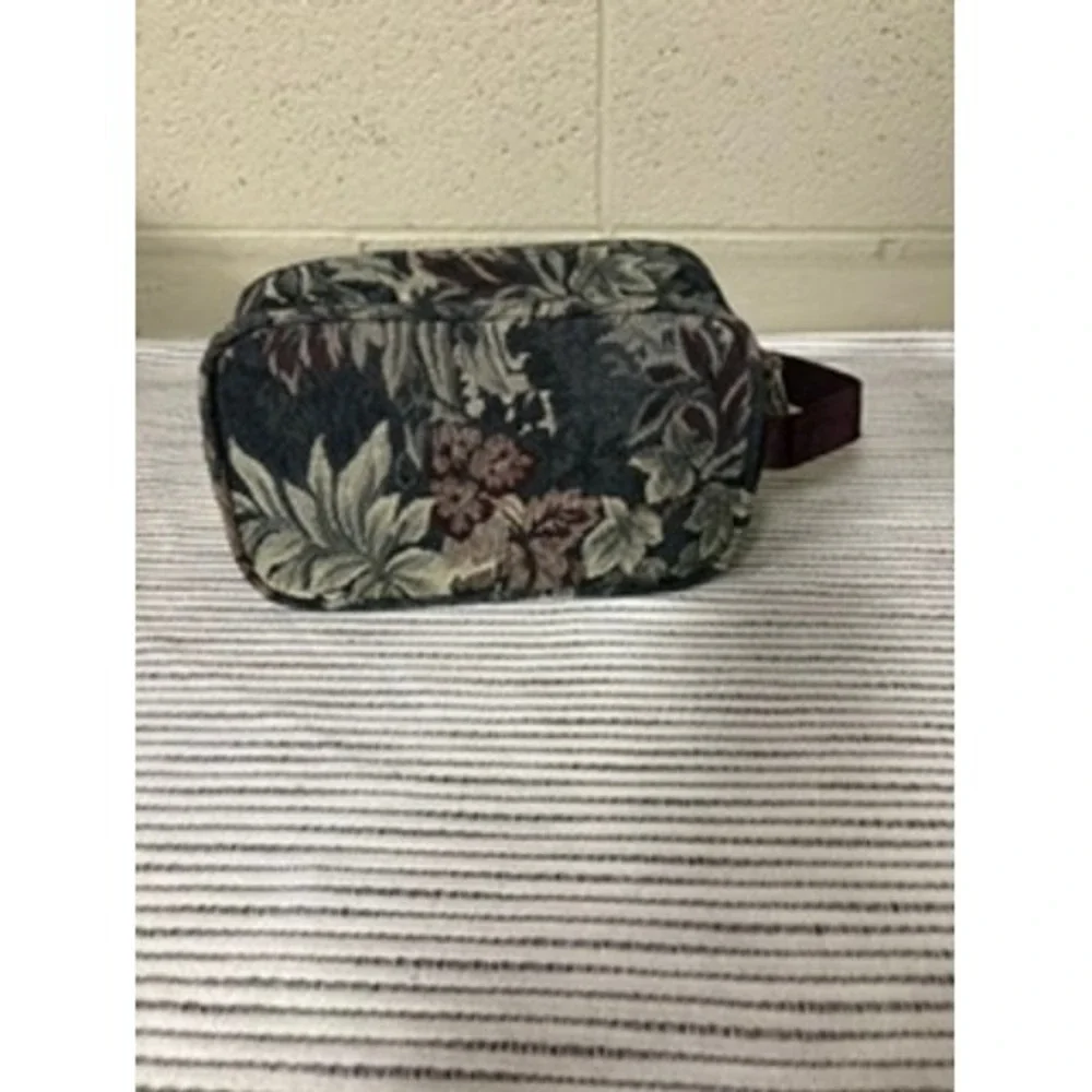 Vintage Pierre Cardin Floral Tapestry Toiletry Bag Travel Cosmetic Pouch Shave